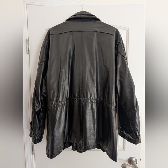 Men's Black Leather Field Jacket - Picture 5 of 8